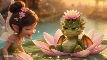 the dragon in a lotus flower